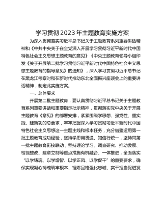 学习贯彻2023年主题教育实施方案_1