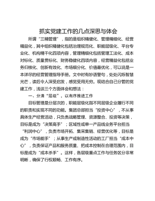 抓实党建工作的几点深思与体会