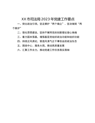 XX市司法局2023年党建工作要点