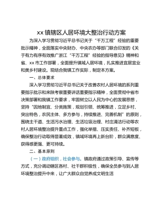 xx镇辖区人居环境大整治行动方案