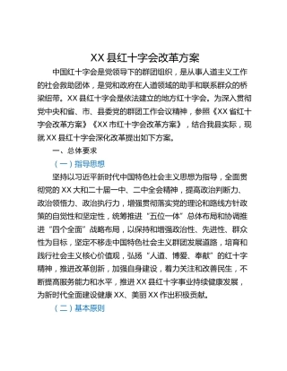 XX县红十字会改革方案