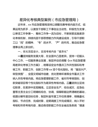 差异化考核典型案例（市应急管理局）