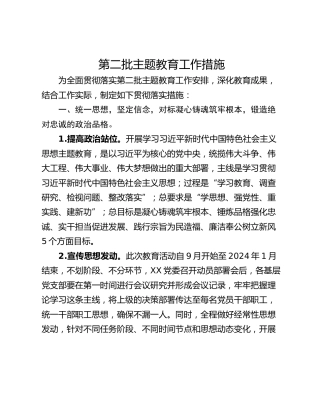 第二批主题教育工作措施