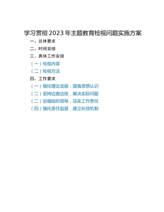 学习贯彻2023年主题教育检视问题实施方案