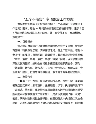 “五个不落实”专项整治工作方案