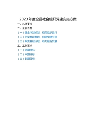 2023年度全县社会组织党建实施方案