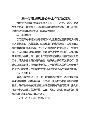进一步推进执法公开工作实施方案