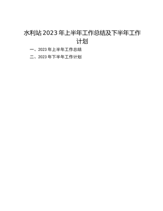 水利站2023年上半年工作总结及下半年工作计划