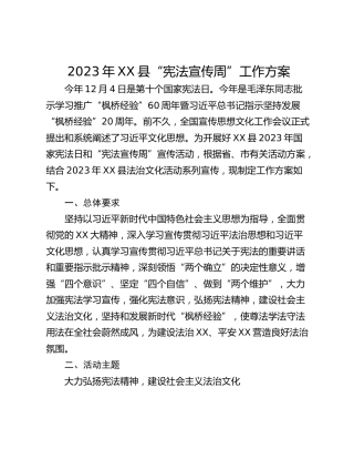 2023年XX县“宪法宣传周”工作方案