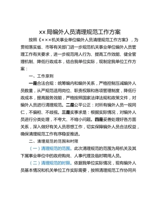 xx局编外人员清理规范工作方案