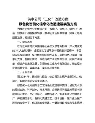 供水公司“三化”改造方案