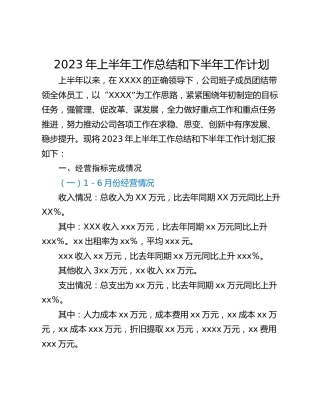 2023年上半年工作总结和下半年工作计划