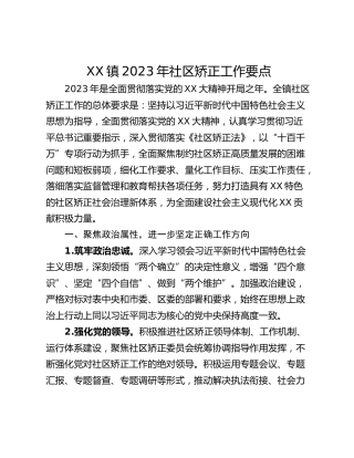 XX镇2023年社区矫正工作要点