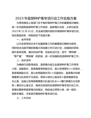 2023年县禁种铲毒专项行动工作实施方案