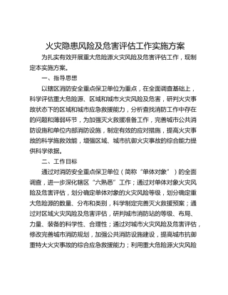 火灾隐患风险及危害评估工作实施方案