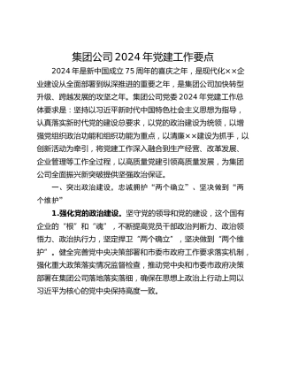 集团公司2024年党建工作要点