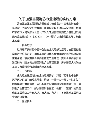 关于加强基层消防力量建设的实施方案
