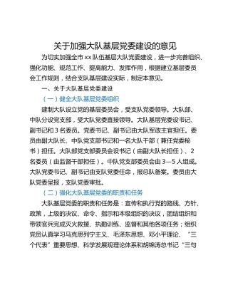 关于加强大队基层党委建设的意见