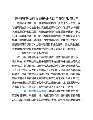 新形势下做好县级统计执法工作的几点思考