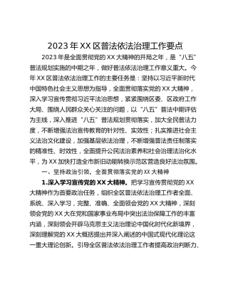2023年XX区普法依法治理工作要点