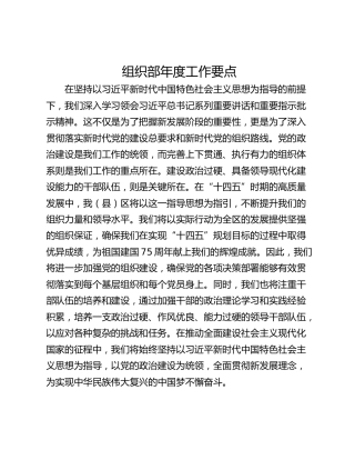 组织部年度工作要点