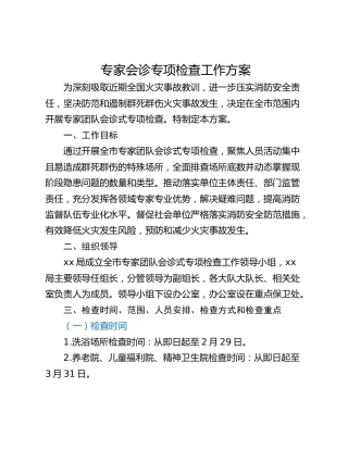 专家会诊专项检查工作方案