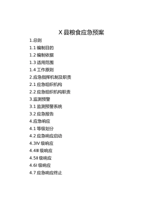 X县粮食应急预案