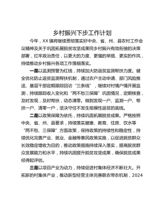 乡村振兴下步工作计划