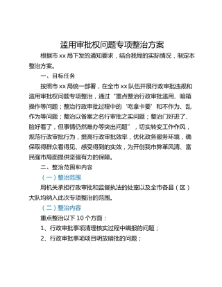 滥用审批权问题专项整治方案