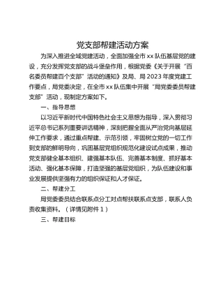 党支部帮建活动方案