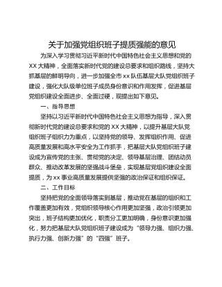 关于加强党组织班子提质强能的意见