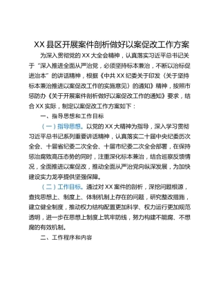 XX县区开展案件剖析做好以案促改工作方案
