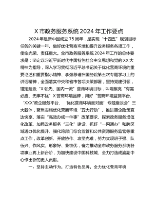 X市政务服务系统2024年工作要点