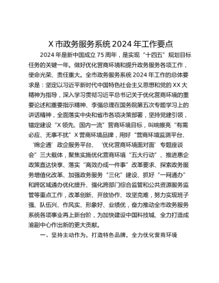 X市政务服务系统2024年工作要点_1