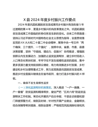 X县2024年度乡村振兴工作要点