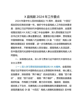 X县残联2024年工作要点
