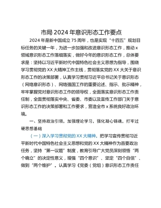 市局2024年意识形态工作要点