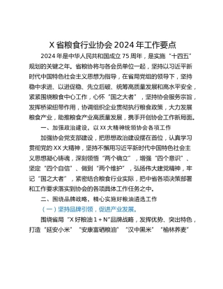 X省粮食行业协会2024年工作要点