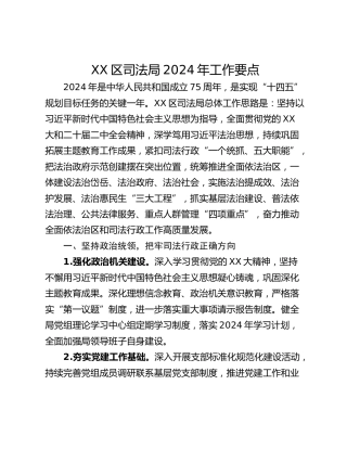 XX区司法局2024年工作要点