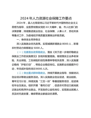 2024年人力资源社会保障工作要点