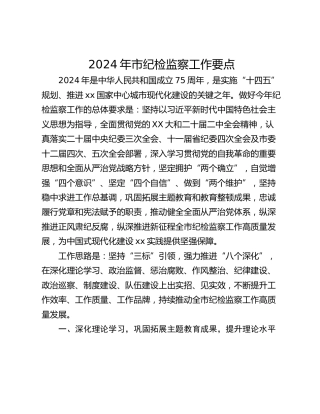 2024年市纪检监察工作要点