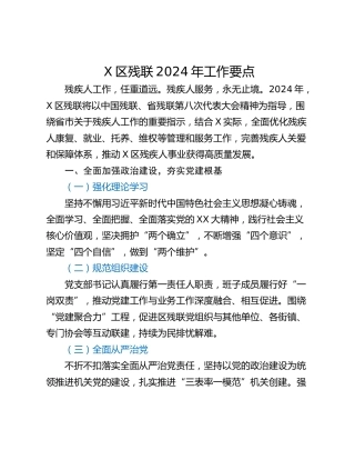 X区残联2024年工作要点