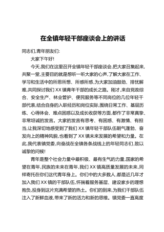 在全镇年轻干部座谈会上的讲话 (2)