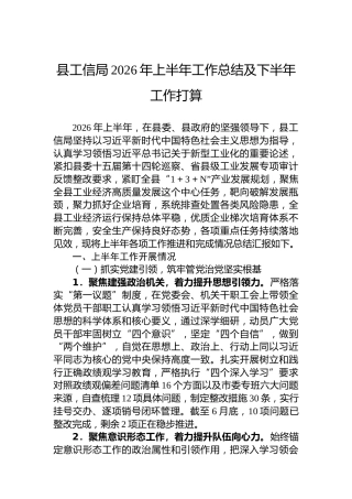 县工信局2026年上半年工作总结及下半年工作打算