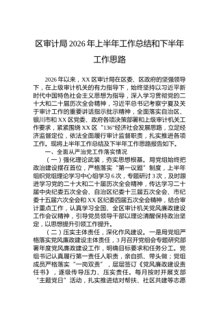 区审计局2026年上半年工作总结和下半年工作思路