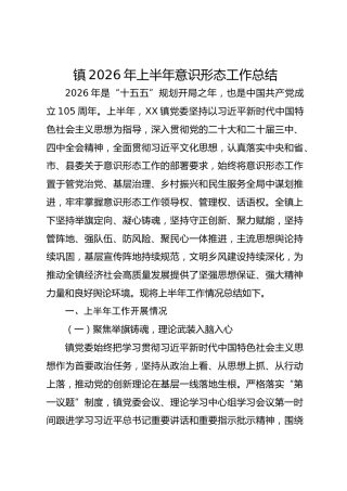 XX镇2026年上半年意识形态工作总结