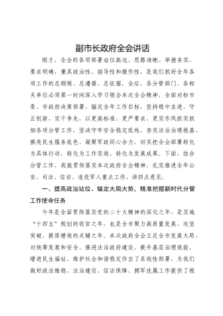 副市长政府全会讲话
