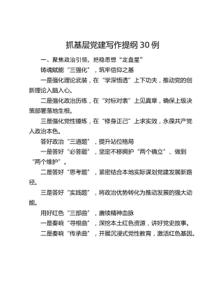 抓基层党建写作提纲30例