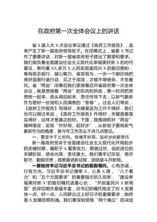 在政府第一次全体会议上的讲话