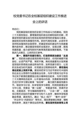 校党委书记在全校基层组织建设工作推进会上的讲话